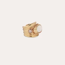Simone ring gold - Strass & Mother-of-pearl