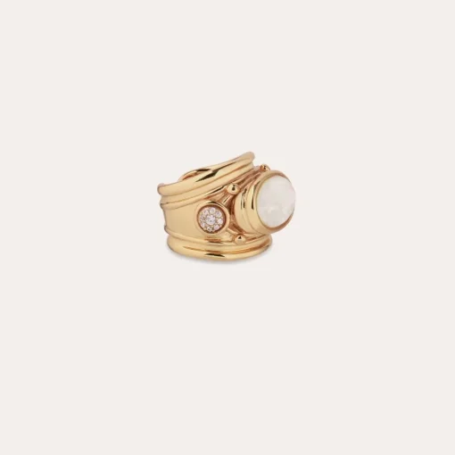 Simone ring gold - Strass & Mother-of-pearl