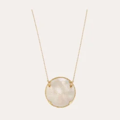 Sun Diva necklace large size gold - White Mother-of-pearl