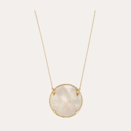 Sun Diva necklace large size gold - White Mother-of-pearl