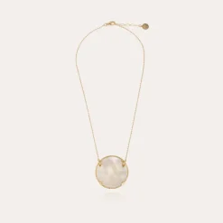 Sun Diva necklace large size gold - White Mother-of-pearl