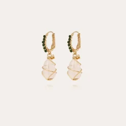 Tao rainbow bis earrings gold- Rock Crystal
