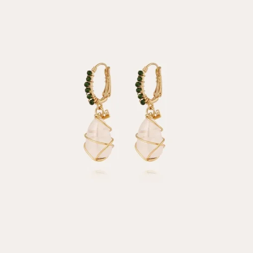 Tao rainbow bis earrings gold- Rock Crystal