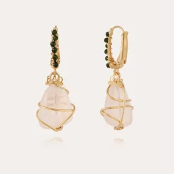 Tao rainbow bis earrings gold- Rock Crystal
