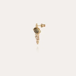 Tiki earrings small size gold - Labradorite