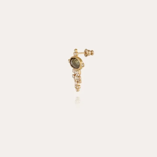 Tiki earrings small size gold - Labradorite
