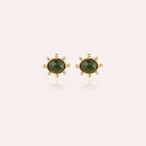 Tiki studs earrings small size gold - Serpentine
