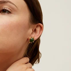 Tiki studs earrings small size gold - Serpentine