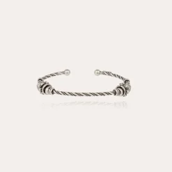 Torsade 2 strass bangle bracelet small size silver