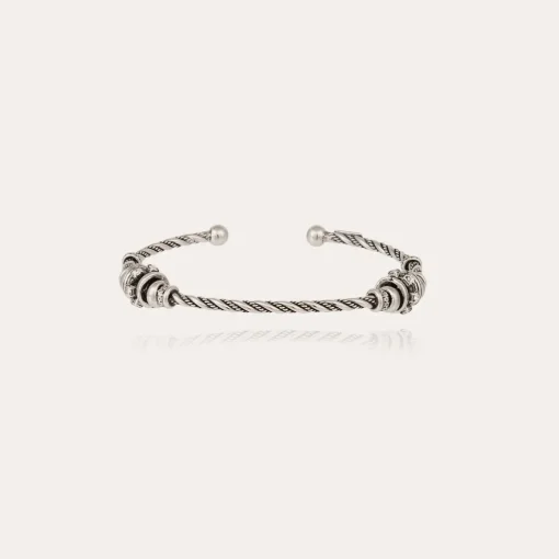 Torsade 2 strass bangle bracelet small size silver