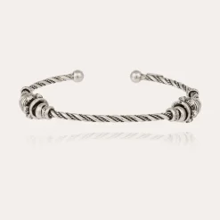 Torsade 2 strass bangle bracelet small size silver