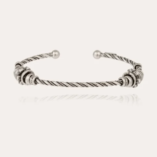 Torsade 2 strass bangle bracelet small size silver