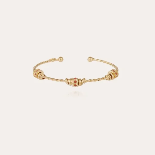 Torsade 3 strass bangle bracelet small size gold
