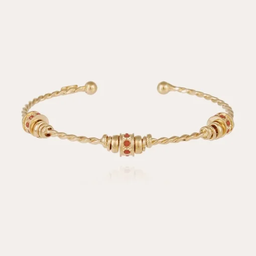 Torsade 3 strass bangle bracelet small size gold