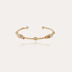 Torsade 3 strass bangle small size gold