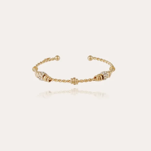 Torsade 3 strass bangle small size gold