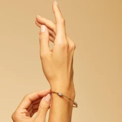 Torsade 3 strass bangle small size gold