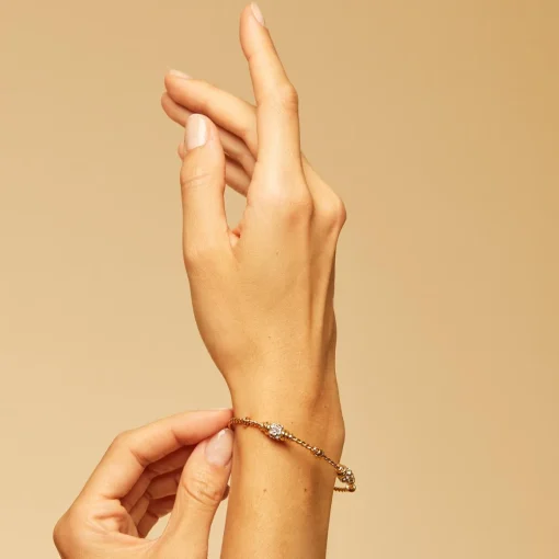 Torsade 3 strass bangle small size gold