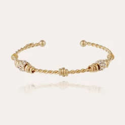 Torsade 3 strass bangle small size gold