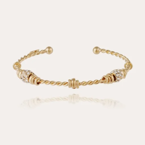 Torsade 3 strass bangle small size gold