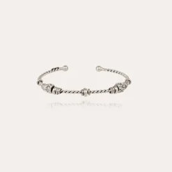 Torsade 3 strass bangle small size silver