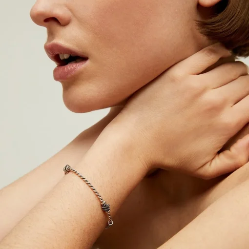 Torsade bangle bracelet small size silver