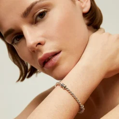 Torsade bangle bracelet silver