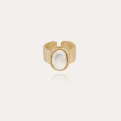Totem Ovo ring large size gold - White Mother-of-pearl