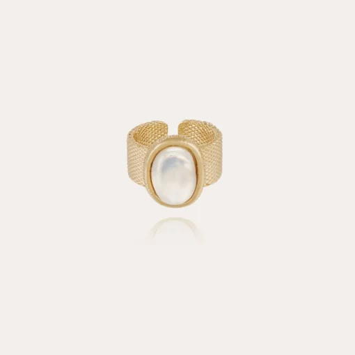 Totem Ovo ring large size gold - White Mother-of-pearl