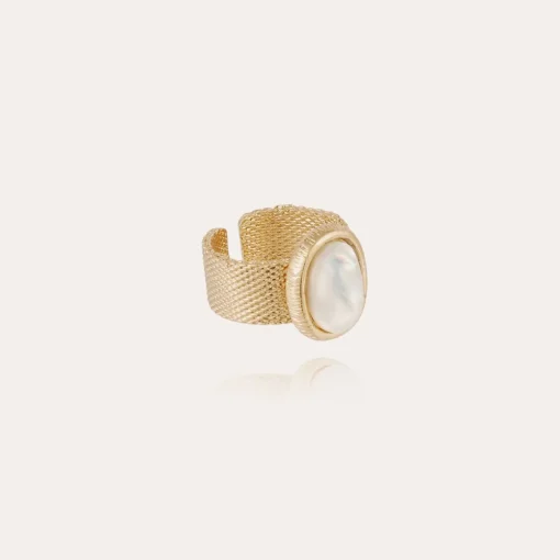 Totem Ovo ring large size gold - White Mother-of-pearl