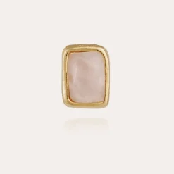 Totem studs earrings gold - Pink Quartz