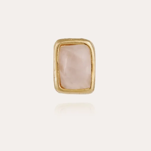 Totem studs earrings gold - Pink Quartz