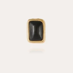 Totem studs earrings gold - Black Basalt