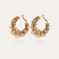 Tourbillon strass hoop earrings large size gold