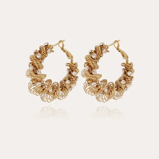 Tourbillon strass hoop earrings large size gold
