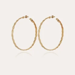 Tresse hoop earrings medium size gold