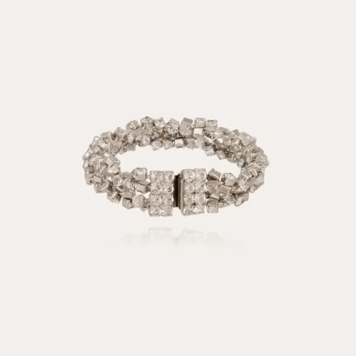 Trevise double bracelet rhodium finish
