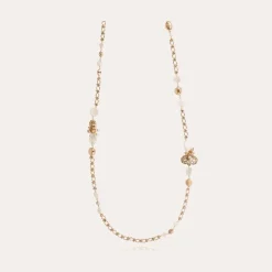 Victorien long necklace gold - White Mother-of-pearl