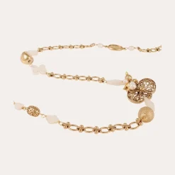 Victorien long necklace gold - White Mother-of-pearl