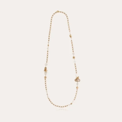 Victorien long necklace gold - White Mother-of-pearl