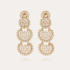Yuca 3 rows earrings gold